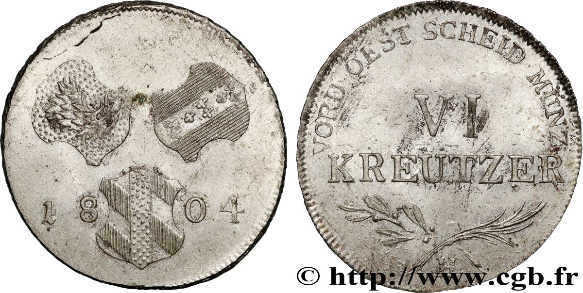 GERMANY - FURTHER AUSTRIA 6 Kreuzer Vorderoesterreich 1804 Günzburg AU 