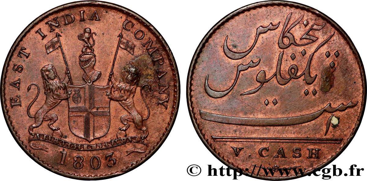 INDIA
 V (5) Cash Madras East India Company 1803 Madras MBC+ 