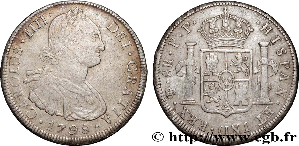 BOLIVIA - CHARLES IV 8 Reales Charles IV 1798 Potosi VF 