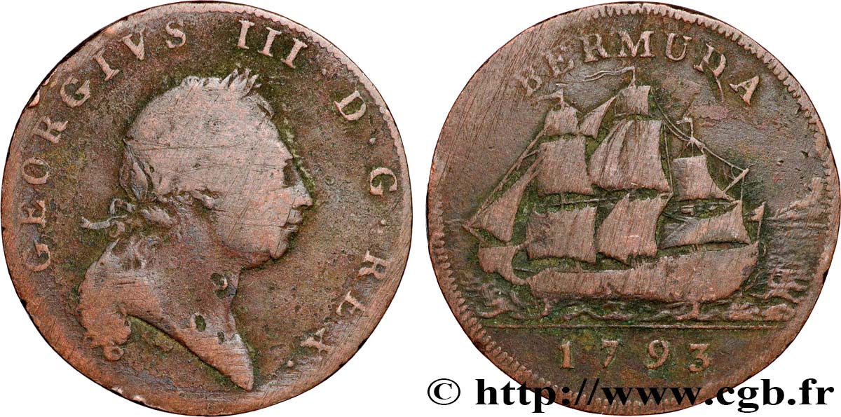 BERMUDA 1 Penny Georges III 1793  q.MB 