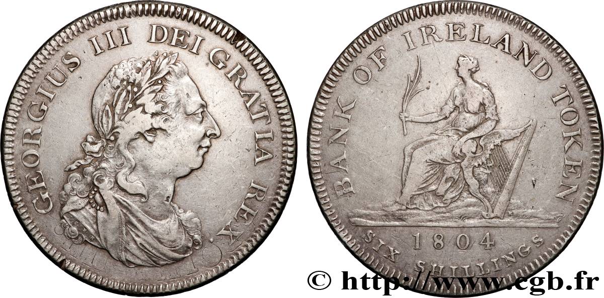 IRLANDE - GEORGES III 6 Shillings 1804 Londres TTB 