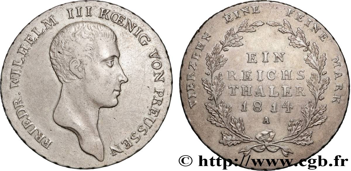 ALLEMAGNE - ROYAUME DE PRUSSE - FRÉDÉRIC-GUILLAUME III 1 Thaler  1814 Berlin AU 