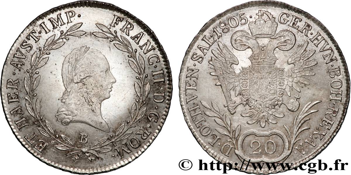 AUTRICHE 20 Kreuzer François II 1805 Kremnitz SPL 