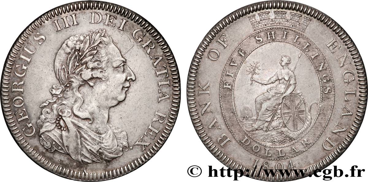 GREAT BRITAIN - GEORGE III 1 Dollar ou 5 Shillings Georges III 1804 Londres AU 