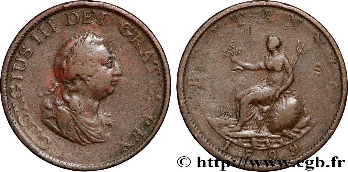 UNITED KINGDOM 1/2 Penny Georges III 1799 Soho VF 