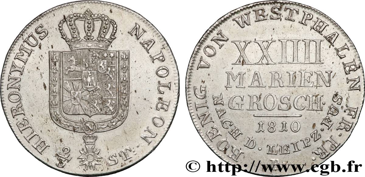 GERMANY - KINGDOM OF WESTPHALIA - JÉRÔME NAPOLÉON 24 Mariengroschen 1810 Brunswick SS 