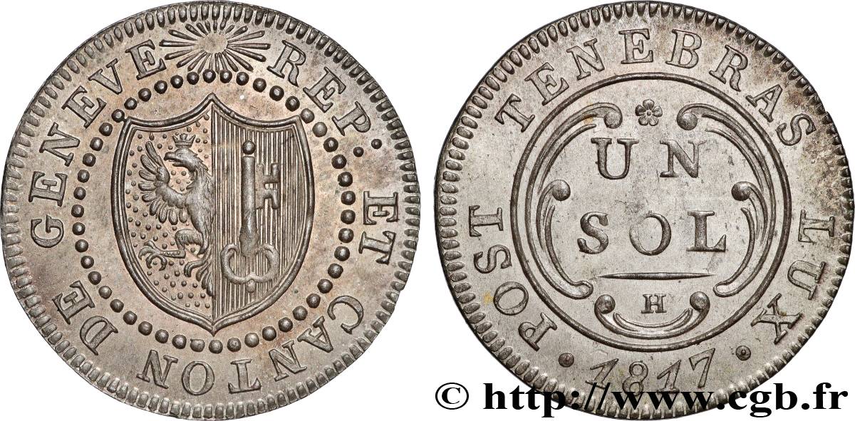 SWITZERLAND - REPUBLIC OF GENEVA 1 Sol 1817  MS 