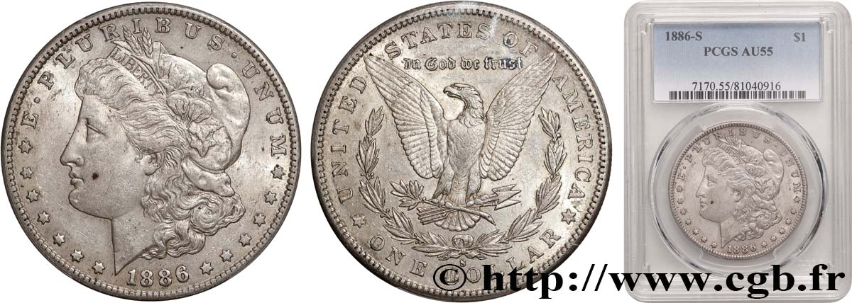 ÉTATS-UNIS D AMÉRIQUE 1 Dollar type Morgan 1886 San Francisco - S SUP55 PCGS