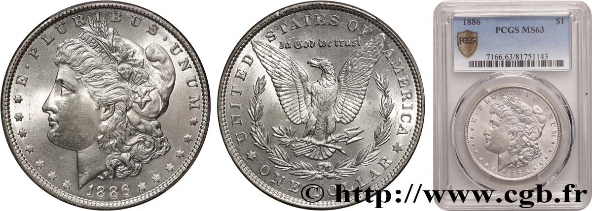 ÉTATS-UNIS D AMÉRIQUE 1 Dollar Morgan 1886 Philadelphie SC63 PCGS