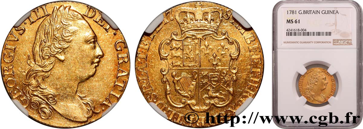 ROYAUME-UNI Guinée Georges III, 1781 Londres SUP61 NGC