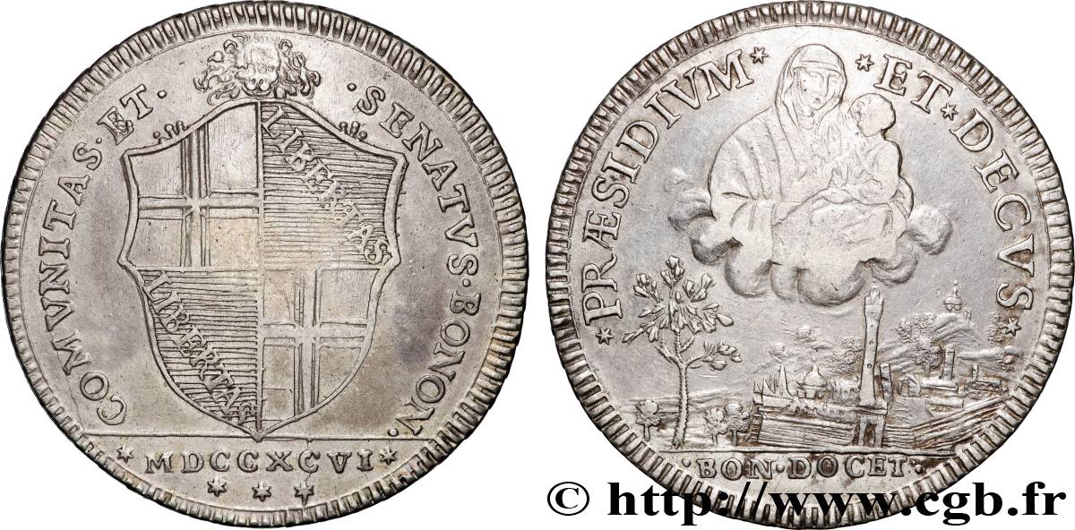 ITALIA - GOBIERNO PROVISIONAL DE BOLONIA Scudo ou 10 Paoli 1796 Bologne MBC+ 