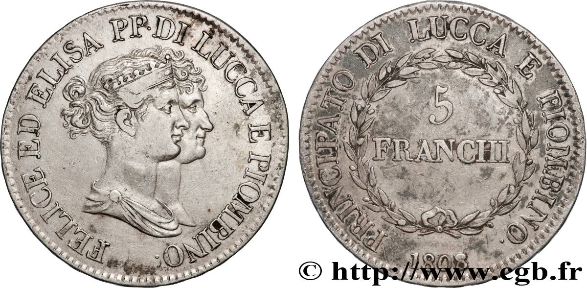 ITALIA - LUCCA Y PIOMBINO 5 Franchi Elise et Félix Baciocchi 1808 Florence MBC 