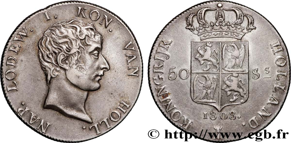 HOLLAND - KINGDOM OF HOLLAND - LOUIS NAPOLÉON 50 Stuivers 1808 Utrecht AU 