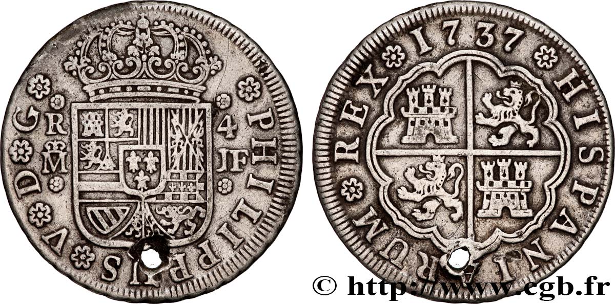 ESPAGNE 4 Reales au nom de Philippe V 1737 Madrid TTB 