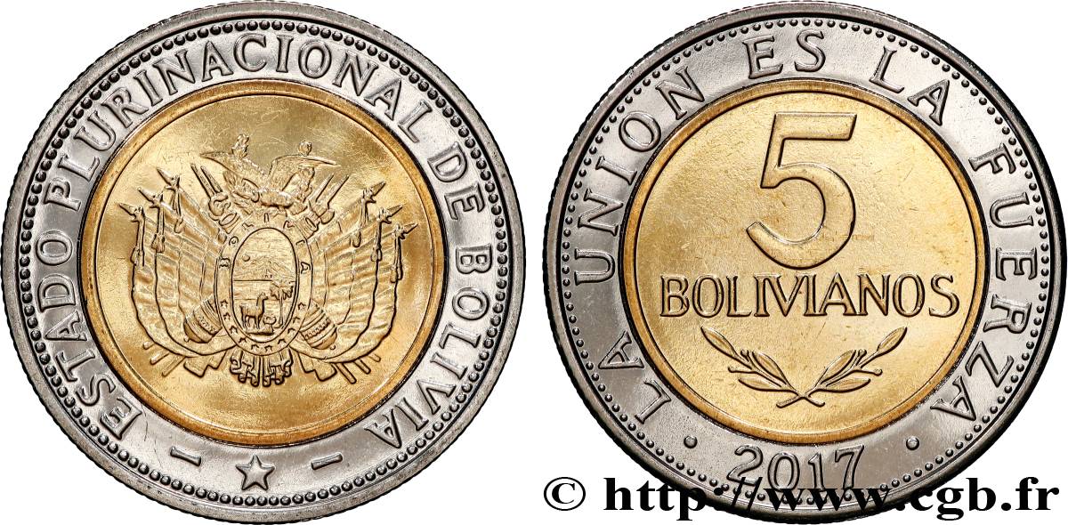 BOLIVIA 5 Bolivianos 2017 Vantaa MS 