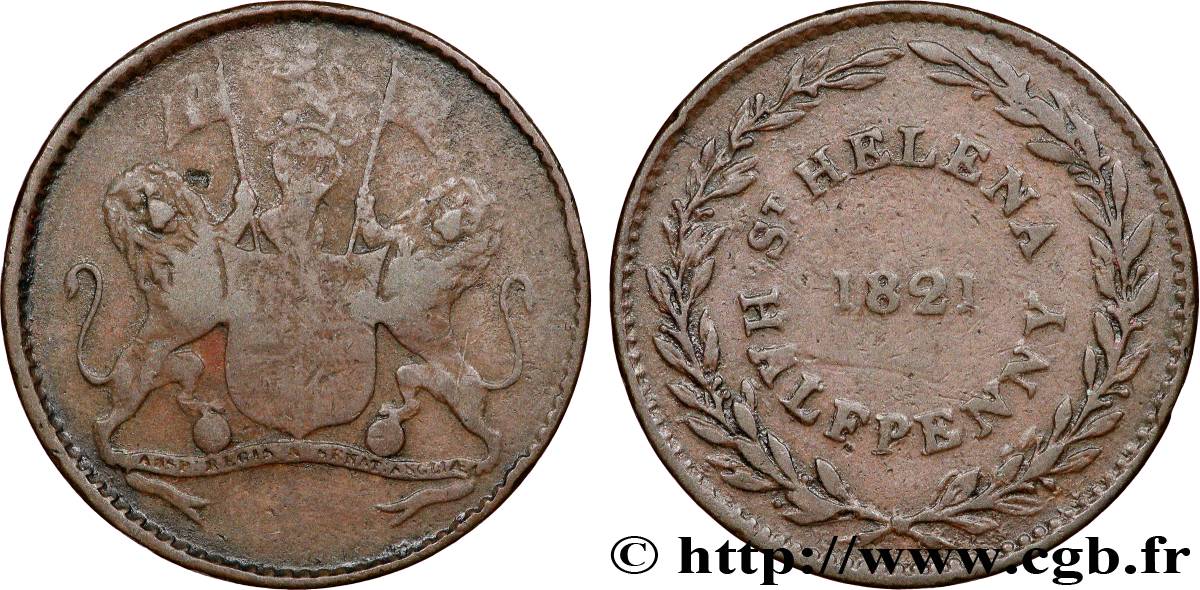 SANTA HELENA 1/2 Penny 1821  BC+ 