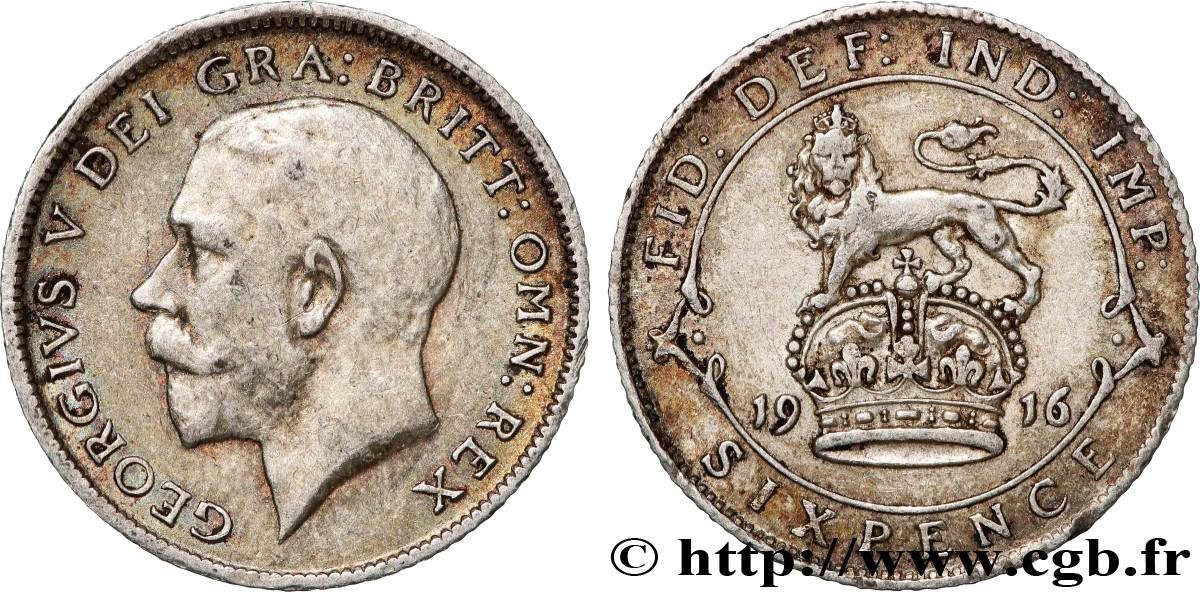 VEREINIGTEN KÖNIGREICH 6 Pence Georges V 1916  SS 