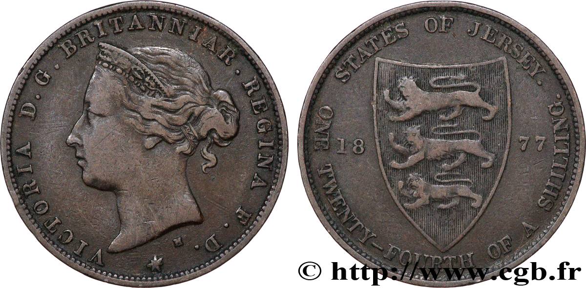 JERSEY 1/24 Shilling Victoria 1877 Heaton fSS 