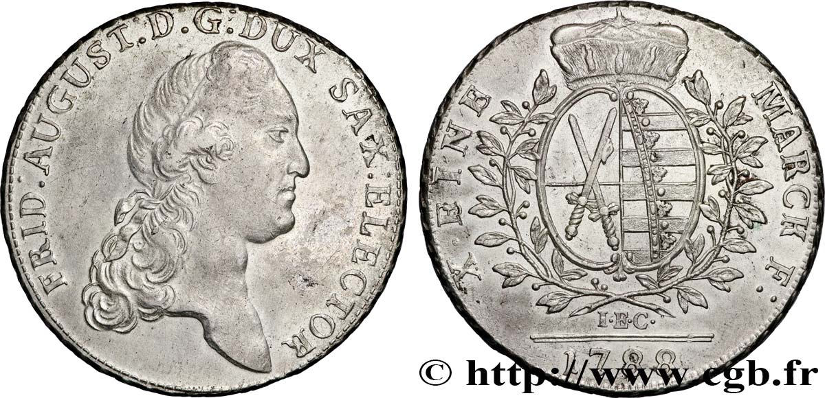 ALLEMAGNE - ÉLECTORAT DE SAXE - FRÉDÉRIC-AUGUSTE III Thaler  1788 Dresde XF 