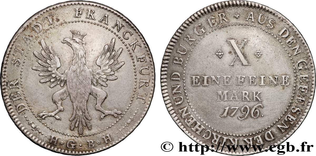 ALLEMAGNE - VILLE LIBRE DE FRANCFORT Thaler 1796 Francfort MBC+ 