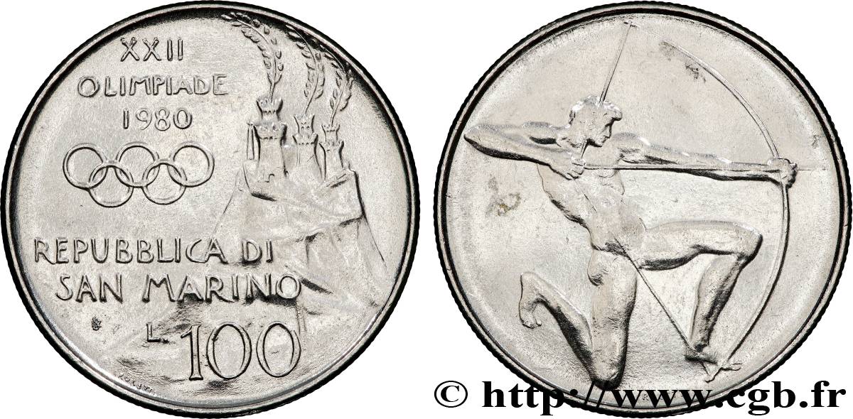 SAN MARINO 100 Lire XXIIe Jeux Olympiques 1980 Rome EBC 