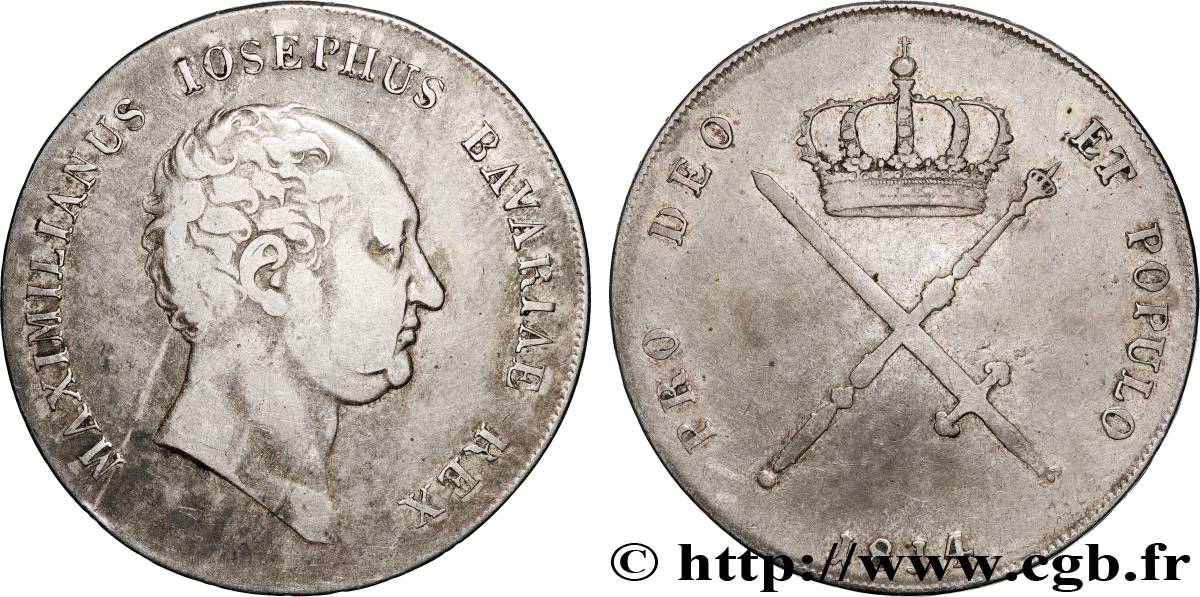 DEUTSCHLAND - BAYERN Thaler à la couronne 1814 Münich SS 