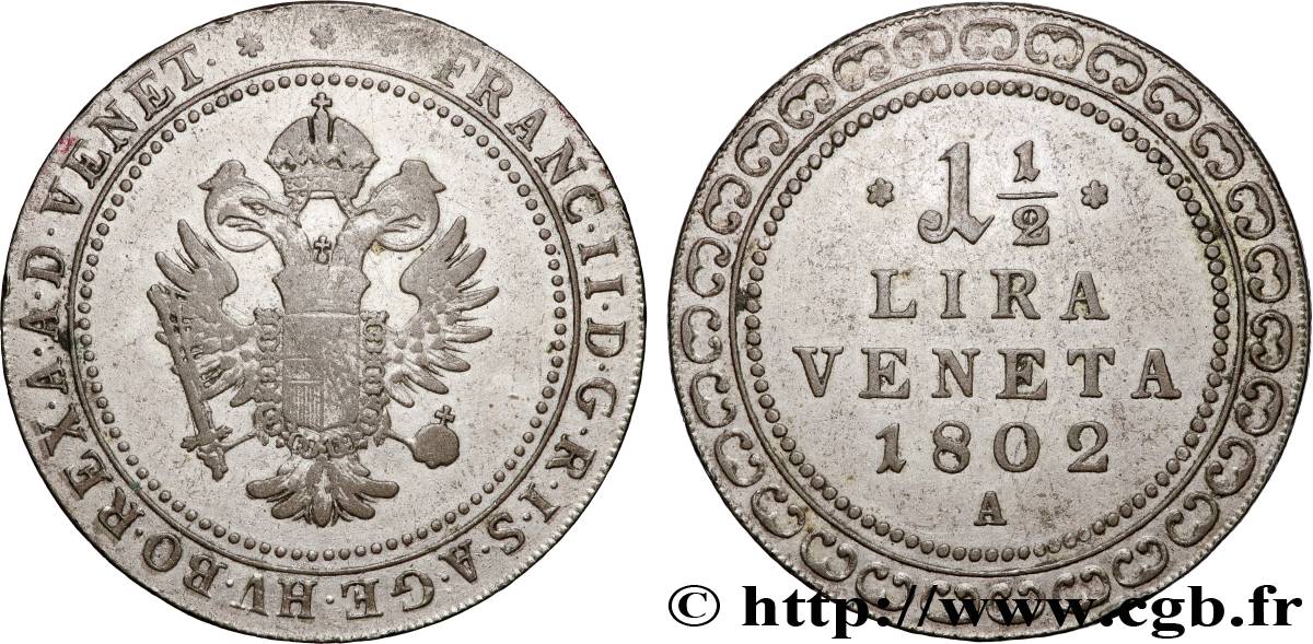 ITALY - VENICE 1 1/2 Lira François II 1802 Vienne VF 