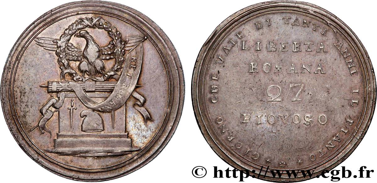 ITALY - FIRST ROMAN REPUBLIC Essai du Scudo en argent n.d. Rome AU 