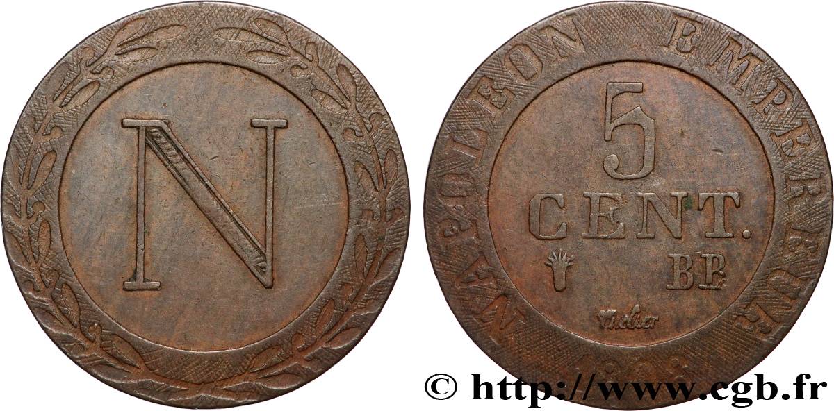 GERMANY - KINGDOM OF WESTPHALIA - JÉRÔME NAPOLÉON 5 Centimes 1808 Strasbourg VF 