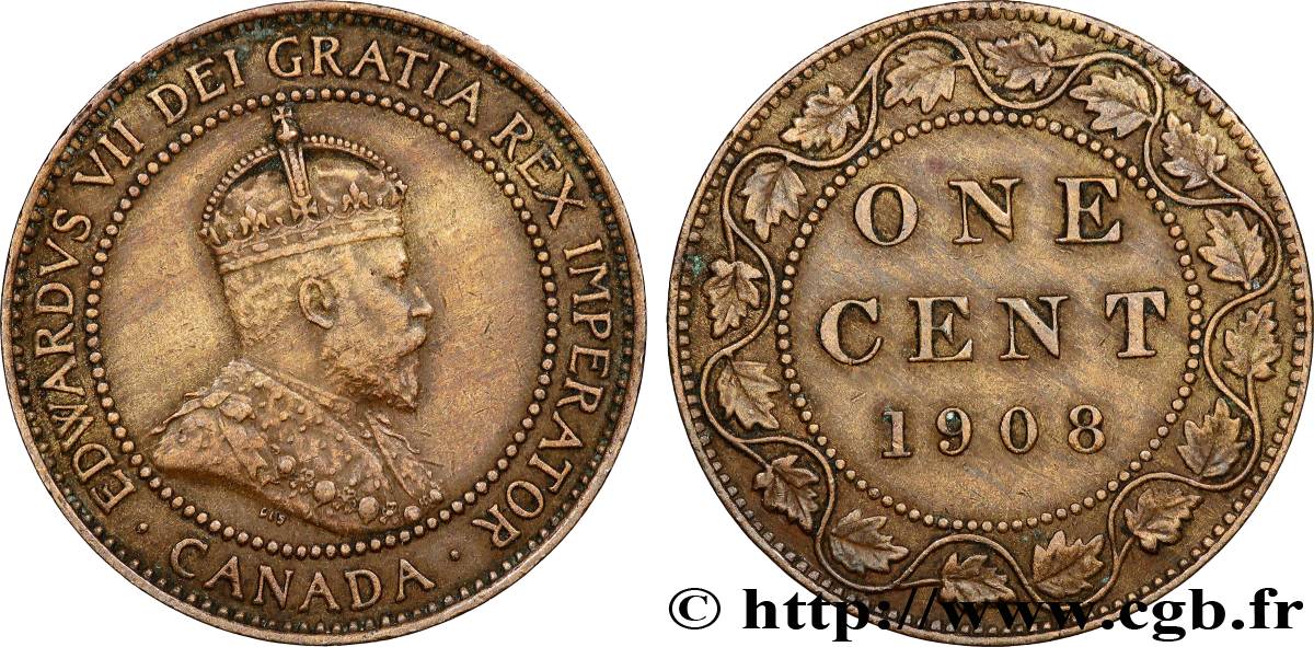 CANADA 1 Cent Edouard VII 1908  TTB 