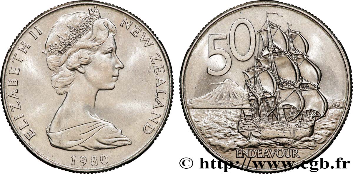 NEW ZEALAND 50 Cents Élisabeth II 1980 Royal Mint, Llantrisant AU 