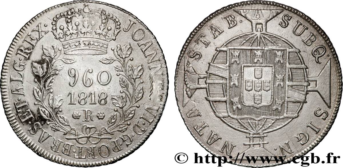 BRÉSIL - JEAN VI 960 Reis  1818 Rio de Janeiro AU 