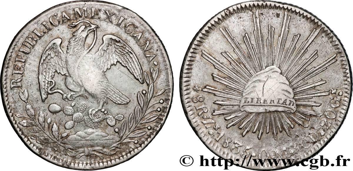 MEXIQUE 8 Reales 1835 Zacatecas TTB 