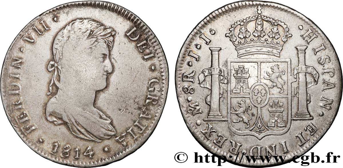 MEXIQUE - FERDINAND VII 8 Reales  1814 Mexico TB+/TTB 