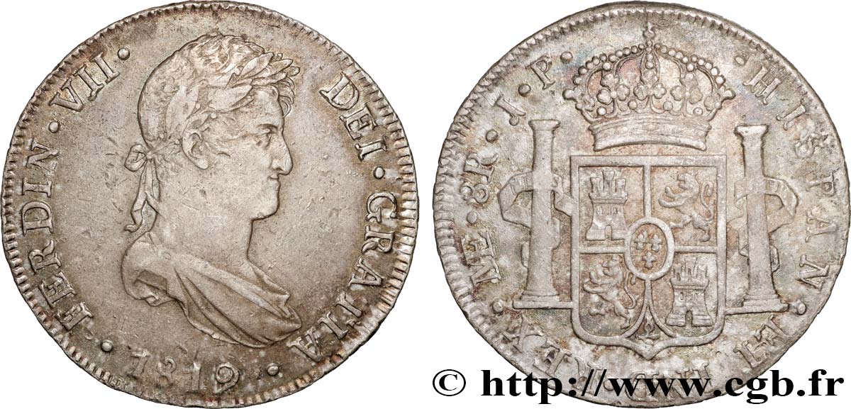 PERU 8 Reales Ferdinand VII 1819 Lima XF 