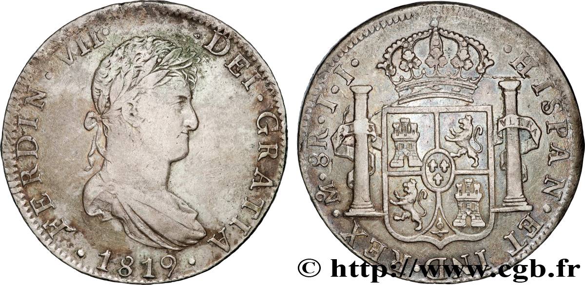 MEXIQUE - FERDINAND VII 8 Reales Ferdinand VII d’Espagne 1819 Mexico TTB 