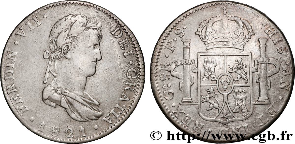 MEXIQUE - FERDINAND VII 8 Reales 1821 Guadalajara XF 