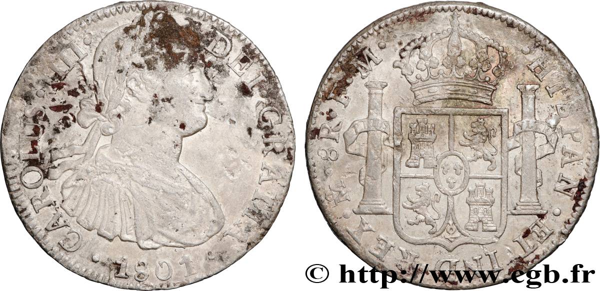 MEXICO - CHARLES IV 8 Reales  1801 Mexico XF 