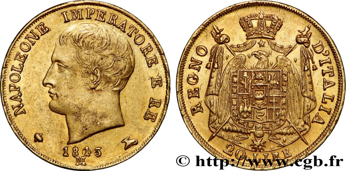 ITALIEN - Königreich Italien - NAPOLÉON I. 20 Lire 1813 Milan fVZ/VZ 