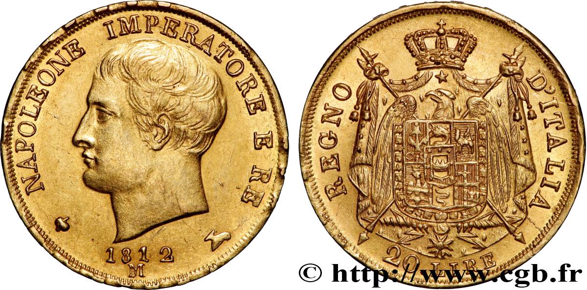 ITALIA - REGNO D ITALIA - NAPOLEONE I 20 lire 1812 Milan q.SPL/SPL 