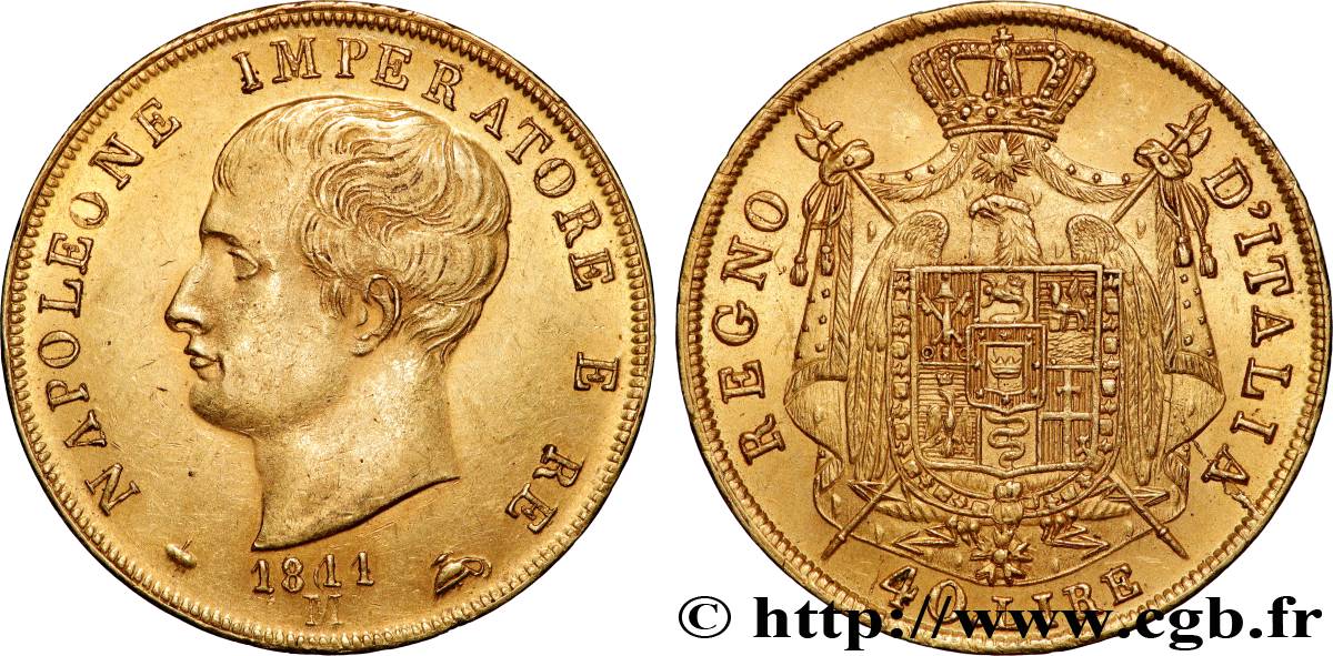 ITALIEN - Königreich Italien - NAPOLÉON I. 40 Lire 1811 Milan fVZ/VZ 