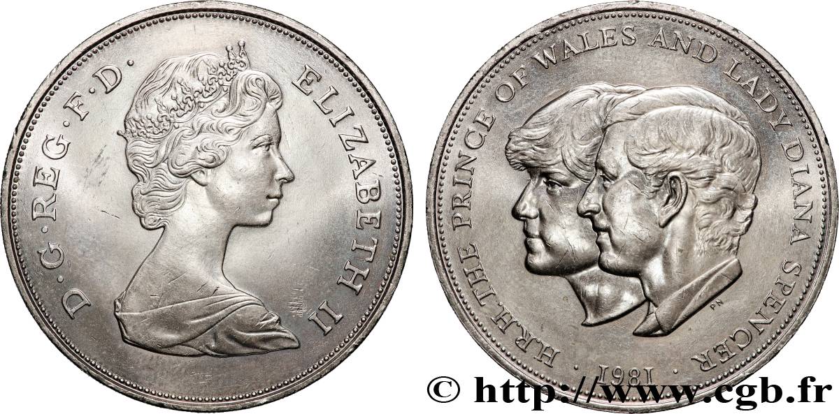 REGNO UNITO 25 New Pence (1 Crown) mariage du Prince de Galles et de Lady Diana Spencer 1981  SPL 