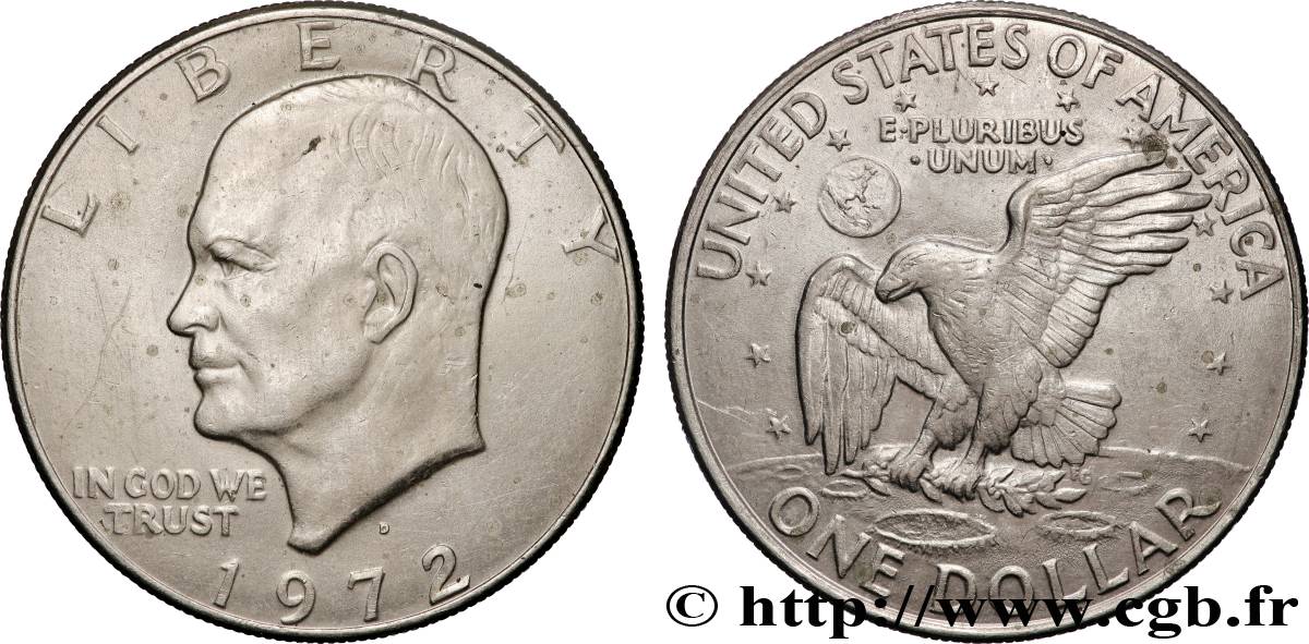 ÉTATS-UNIS D AMÉRIQUE 1 Dollar Eisenhower 1972 Denver TTB+ 