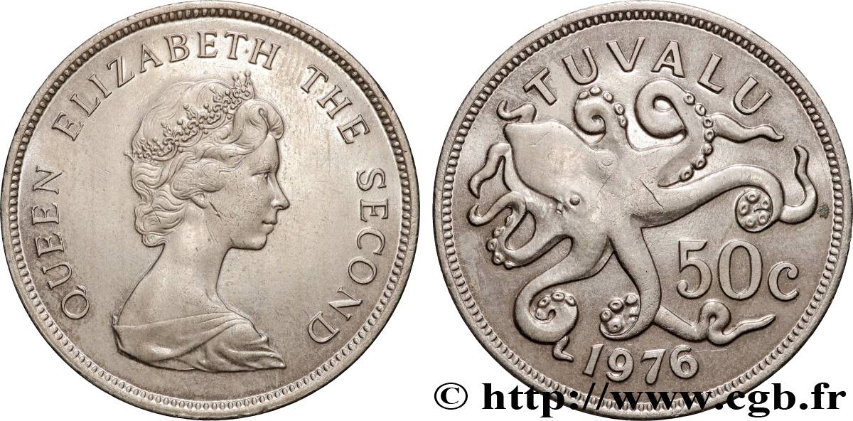 TUVALU 50 Cents Elisabeth II 1976  MS 