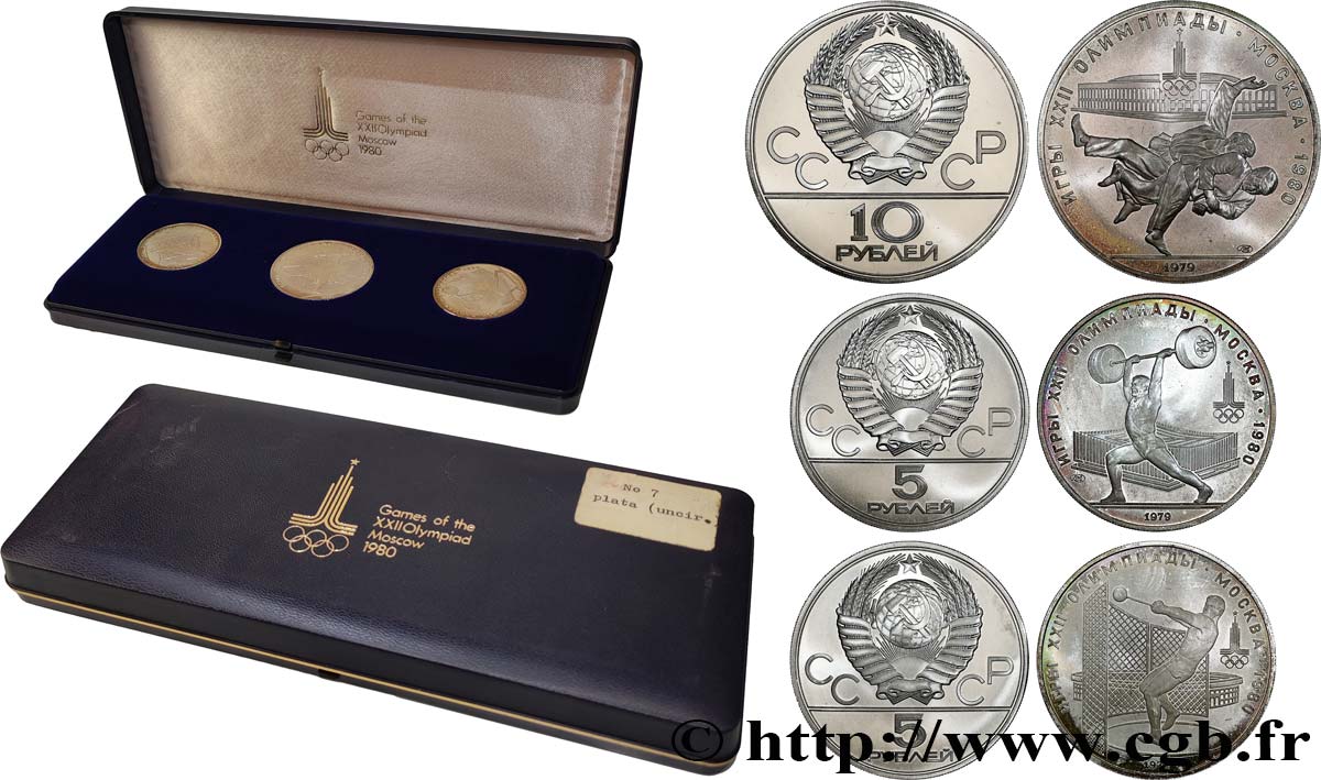 RUSSIA - USSR Coffret 3 Monnaies Jeux Olympiques de Moscou 1979  MS 