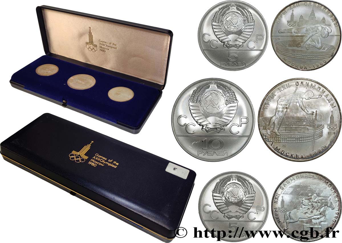 RUSSIA - USSR Coffret 3 Monnaies Jeux Olympiques de Moscou 1978  MS 