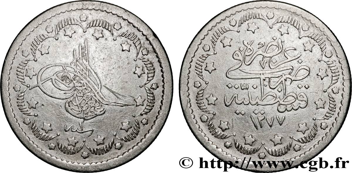 TURQUIE 20 Kurush Abdul Aziz AH1277 an 1 (1861) Constantinople TTB 