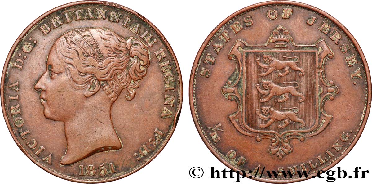 JERSEY 1/13 Shilling Reine Victoria 1851  BB 