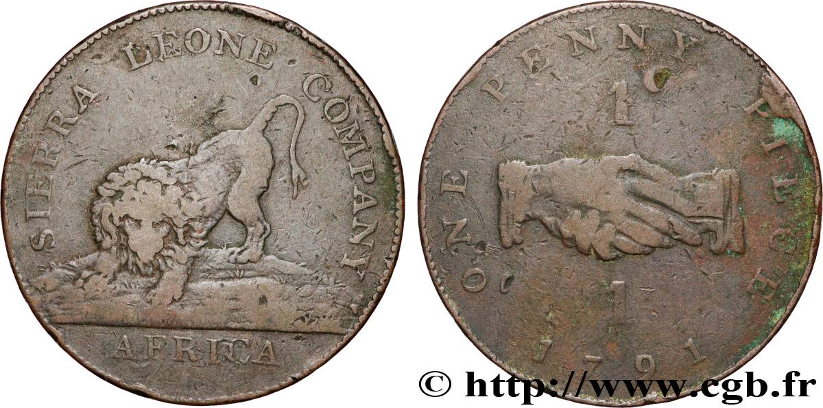 SIERRA LEONE 1 Penny Sierra Leone Company 1791  VF 