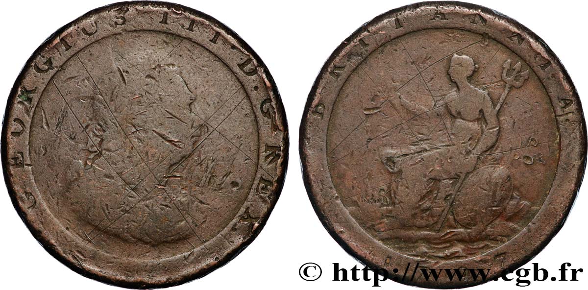 UNITED KINGDOM 1 Penny Georges III 1797 Soho F 